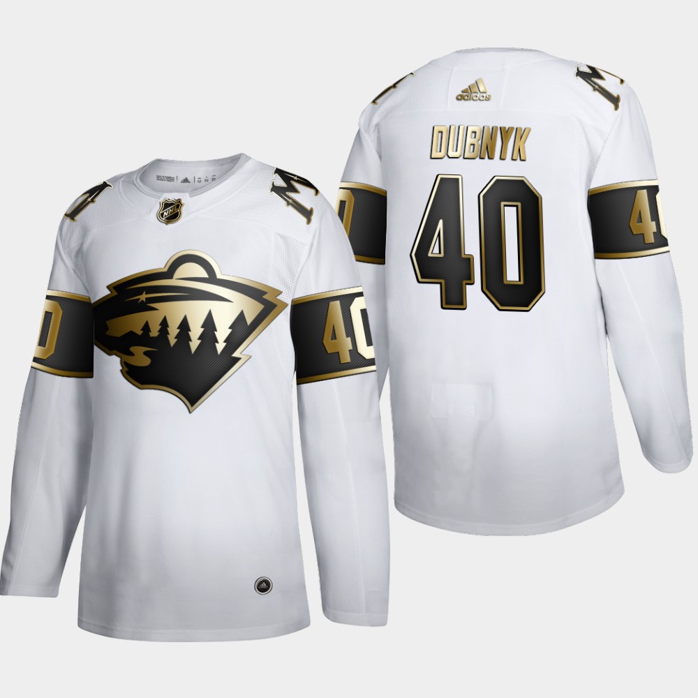 Minnesota Wild 40 Devan Dubnyk Men Adidas White Golden Edition Limited Stitched NHL Jersey